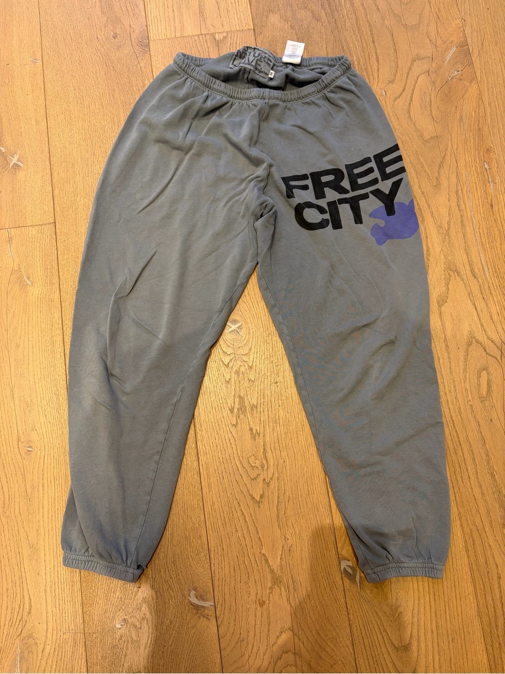 Free City Gray Sweatpants with Purple Accent